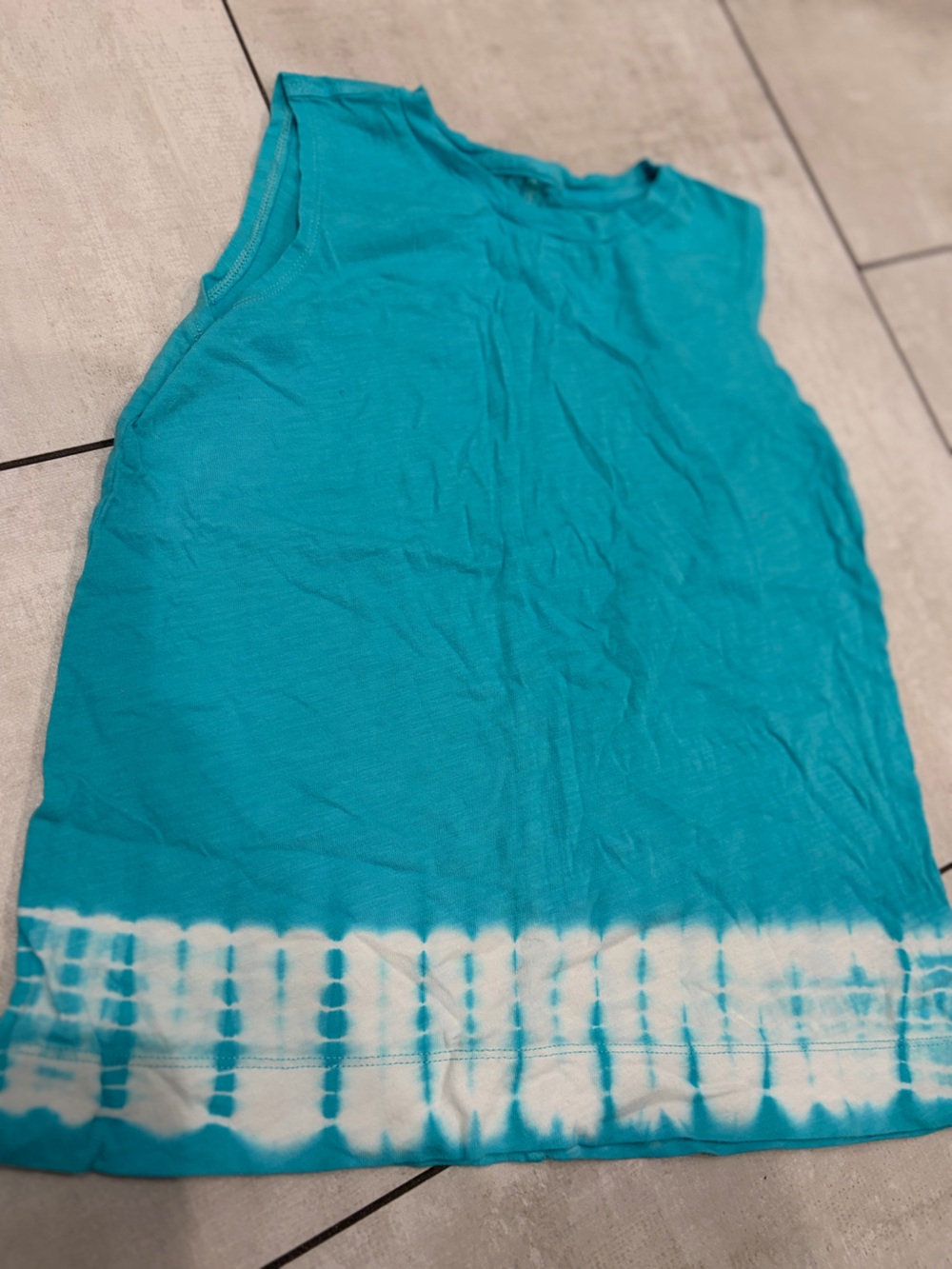 Athletea girl Turquoise Tie-Dye Hem Sleeveless Tank medium 8-10